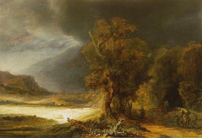 Paisaje con el buen samaritano de Rembrandt van Rijn